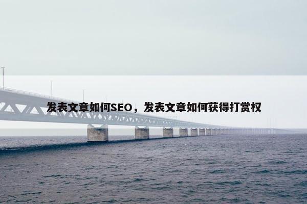 发表文章如何SEO，发表文章如何获得打赏权