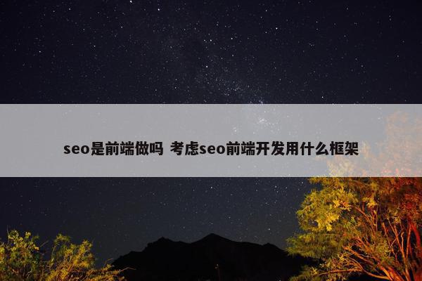 seo是前端做吗 考虑seo前端开发用什么框架