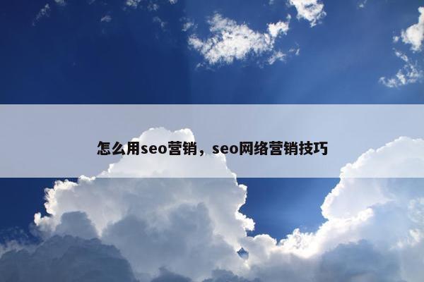 怎么用seo营销，seo网络营销技巧