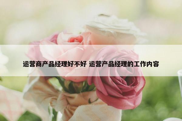 运营商产品经理好不好 运营产品经理的工作内容