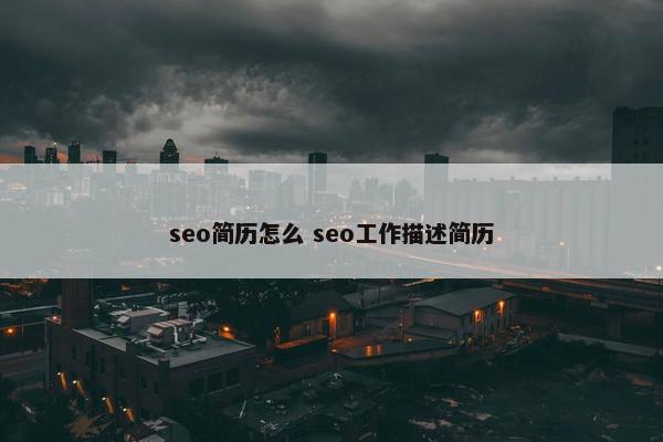 seo简历怎么 seo工作描述简历