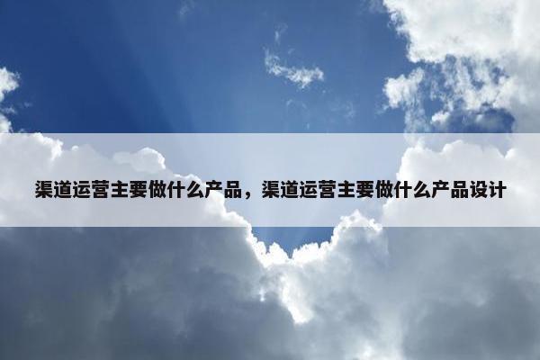 渠道运营主要做什么产品，渠道运营主要做什么产品设计