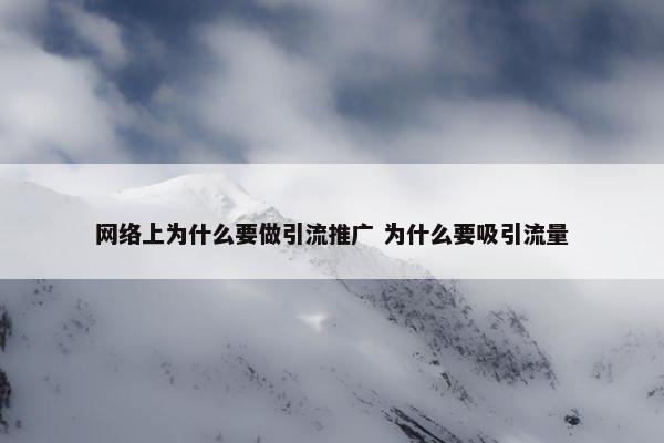 网络上为什么要做引流推广 为什么要吸引流量