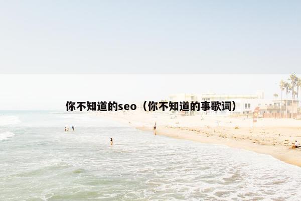 你不知道的seo（你不知道的事歌词）