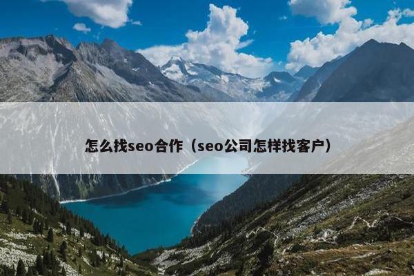 怎么找seo合作（seo公司怎样找客户）