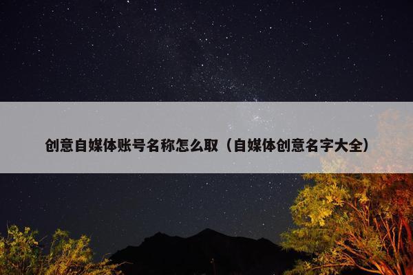 创意自媒体账号名称怎么取（自媒体创意名字大全）