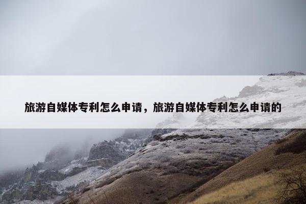 旅游自媒体专利怎么申请，旅游自媒体专利怎么申请的