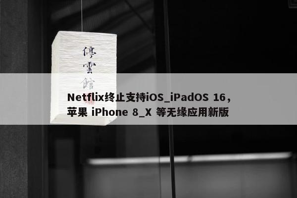 Netflix终止支持iOS_iPadOS 16，苹果 iPhone 8_X 等无缘应用新版