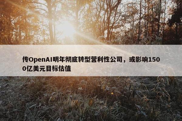 传OpenAI明年彻底转型营利性公司，或影响1500亿美元目标估值