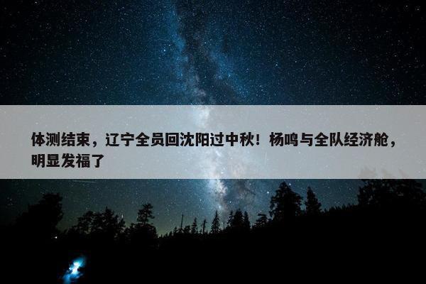 体测结束，辽宁全员回沈阳过中秋！杨鸣与全队经济舱，明显发福了