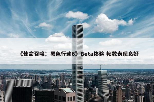 《使命召唤：黑色行动6》Beta体验 帧数表现良好