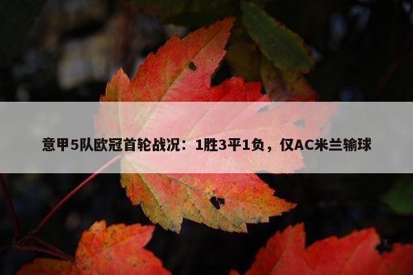 意甲5队欧冠首轮战况：1胜3平1负，仅AC米兰输球