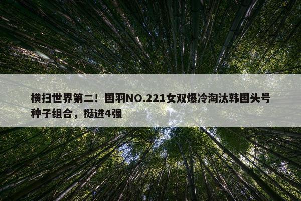 横扫世界第二！国羽NO.221女双爆冷淘汰韩国头号种子组合，挺进4强