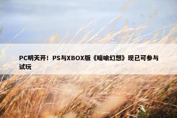 PC明天开！PS与XBOX版《暗喻幻想》现已可参与试玩