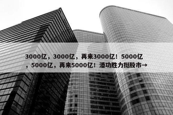 3000亿，3000亿，再来3000亿！5000亿，5000亿，再来5000亿！潘功胜力挺股市→