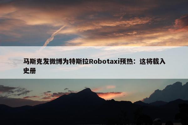 马斯克发微博为特斯拉Robotaxi预热：这将载入史册