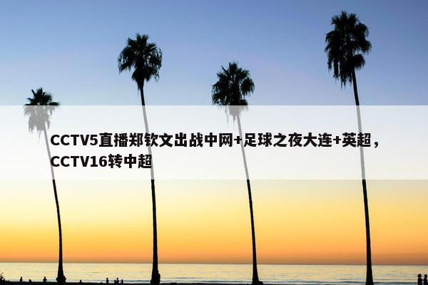 CCTV5直播郑钦文出战中网+足球之夜大连+英超，CCTV16转中超