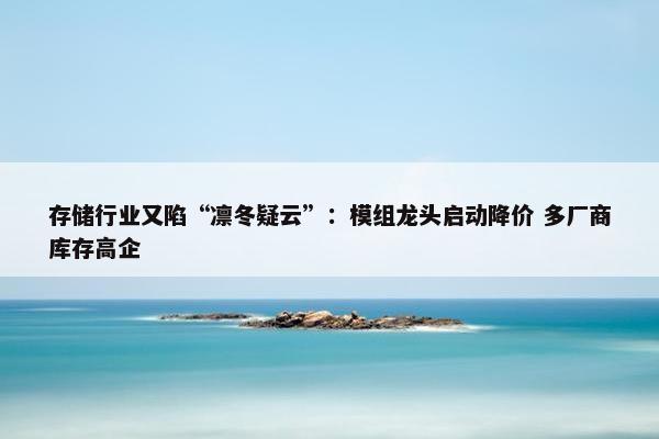 存储行业又陷“凛冬疑云”：模组龙头启动降价 多厂商库存高企