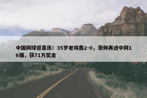 中国网球迎喜讯！35岁老将轰2-0，张帅再进中网16强，获71万奖金