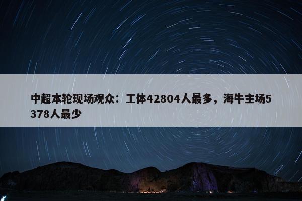 中超本轮现场观众：工体42804人最多，海牛主场5378人最少