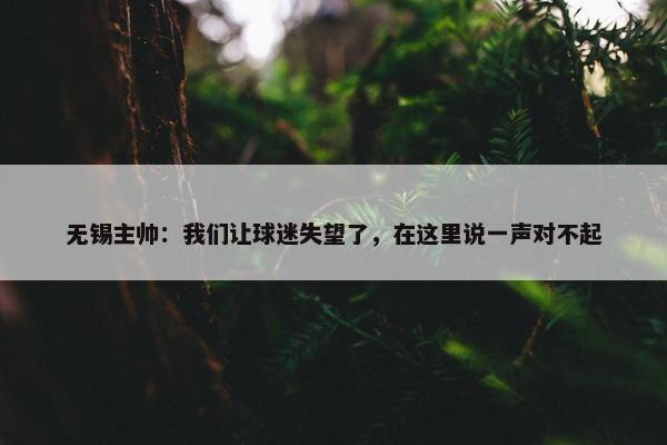 无锡主帅：我们让球迷失望了，在这里说一声对不起