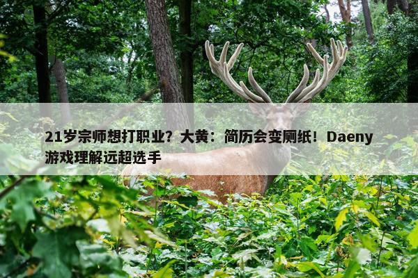 21岁宗师想打职业？大黄：简历会变厕纸！Daeny游戏理解远超选手