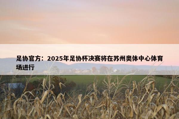 足协官方：2025年足协杯决赛将在苏州奥体中心体育场进行