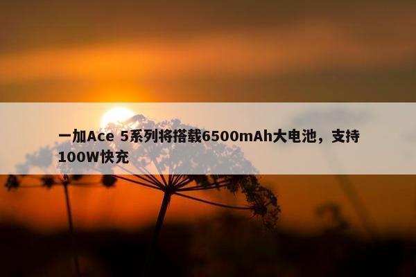 一加Ace 5系列将搭载6500mAh大电池，支持100W快充