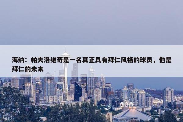 海纳：帕夫洛维奇是一名真正具有拜仁风格的球员，他是拜仁的未来