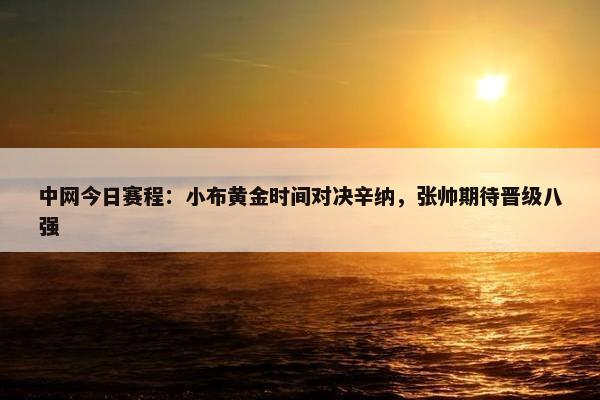 中网今日赛程：小布黄金时间对决辛纳，张帅期待晋级八强