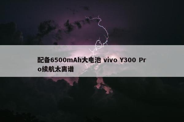 配备6500mAh大电池 vivo Y300 Pro续航太离谱