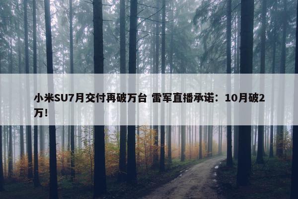 小米SU7月交付再破万台 雷军直播承诺：10月破2万！