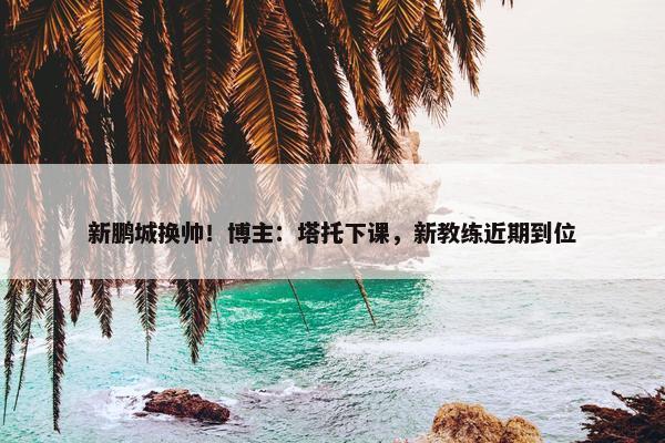 新鹏城换帅！博主：塔托下课，新教练近期到位