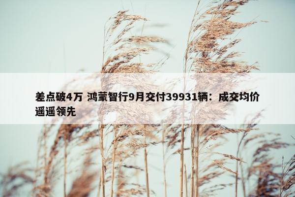 差点破4万 鸿蒙智行9月交付39931辆：成交均价遥遥领先