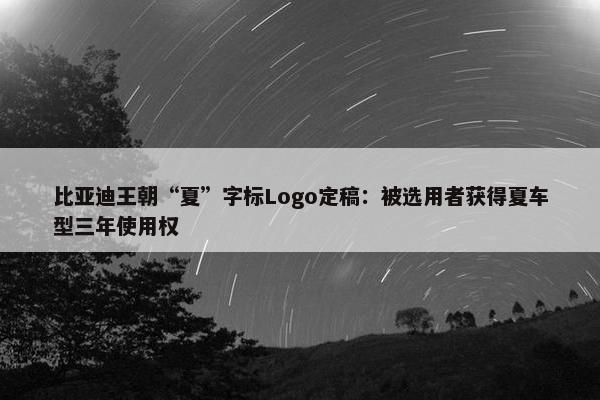 比亚迪王朝“夏”字标Logo定稿：被选用者获得夏车型三年使用权