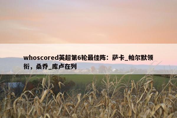 whoscored英超第6轮最佳阵：萨卡_帕尔默领衔，桑乔_库卢在列