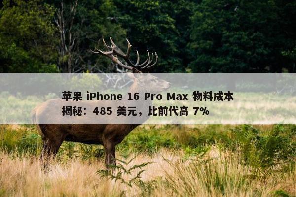 苹果 iPhone 16 Pro Max 物料成本揭秘：485 美元，比前代高 7%