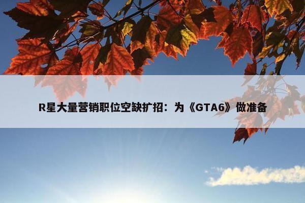 R星大量营销职位空缺扩招：为《GTA6》做准备