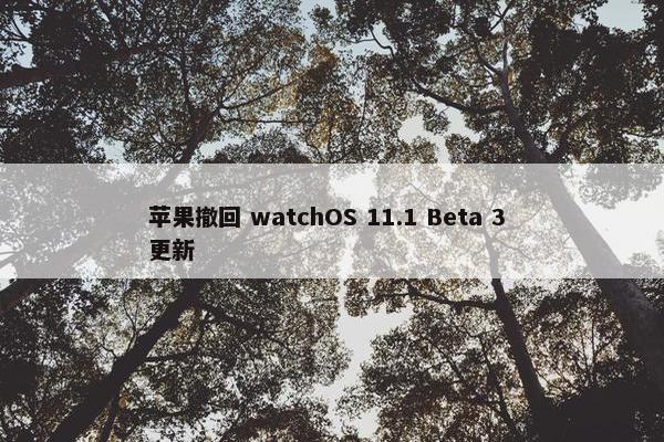 苹果撤回 watchOS 11.1 Beta 3 更新