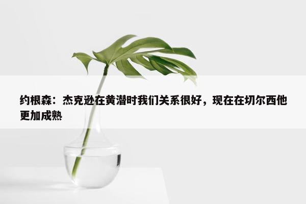 约根森：杰克逊在黄潜时我们关系很好，现在在切尔西他更加成熟