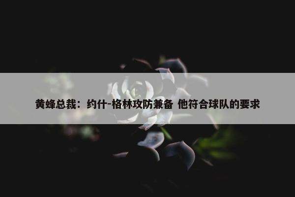 黄蜂总裁：约什-格林攻防兼备 他符合球队的要求