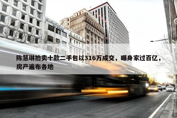 陈慧琳拍卖十款二手包以316万成交，曝身家过百亿，房产遍布各地