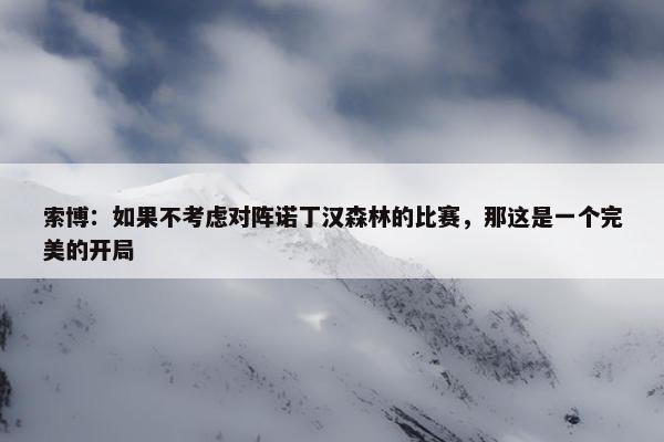 索博：如果不考虑对阵诺丁汉森林的比赛，那这是一个完美的开局