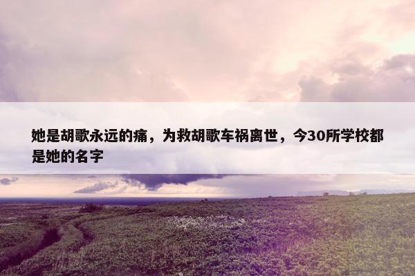 她是胡歌永远的痛，为救胡歌车祸离世，今30所学校都是她的名字