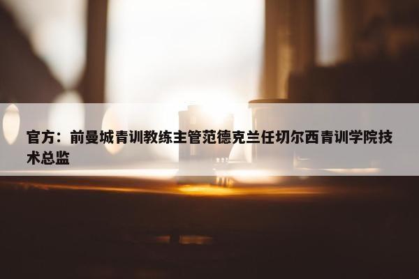 官方：前曼城青训教练主管范德克兰任切尔西青训学院技术总监