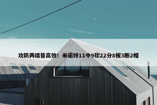 攻防两端皆高效！米诺特11中9砍22分8板3断2帽