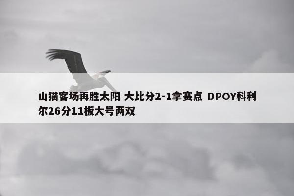 山猫客场再胜太阳 大比分2-1拿赛点 DPOY科利尔26分11板大号两双