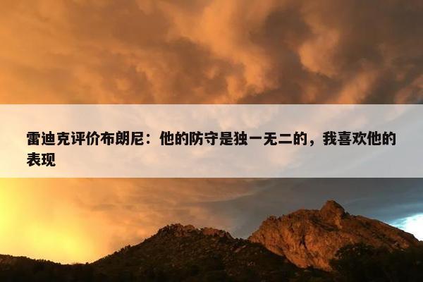 雷迪克评价布朗尼：他的防守是独一无二的，我喜欢他的表现