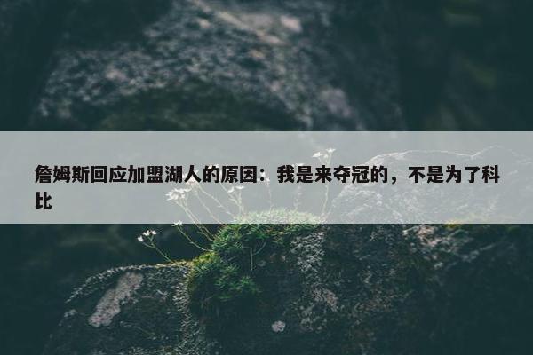 詹姆斯回应加盟湖人的原因：我是来夺冠的，不是为了科比