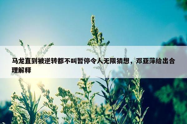 马龙直到被逆转都不叫暂停令人无限猜想，邓亚萍给出合理解释